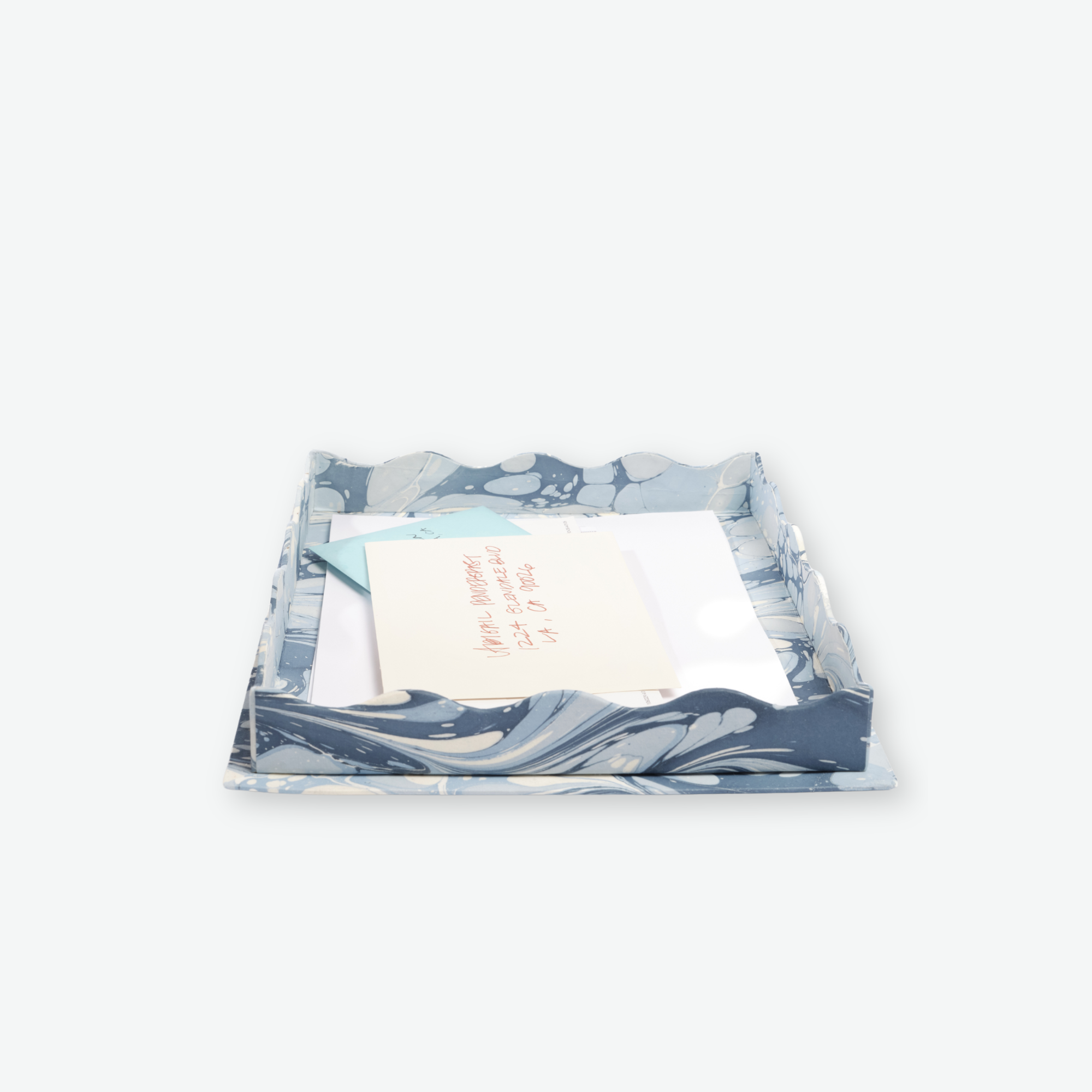 The Marbled Letter Tray in Blue