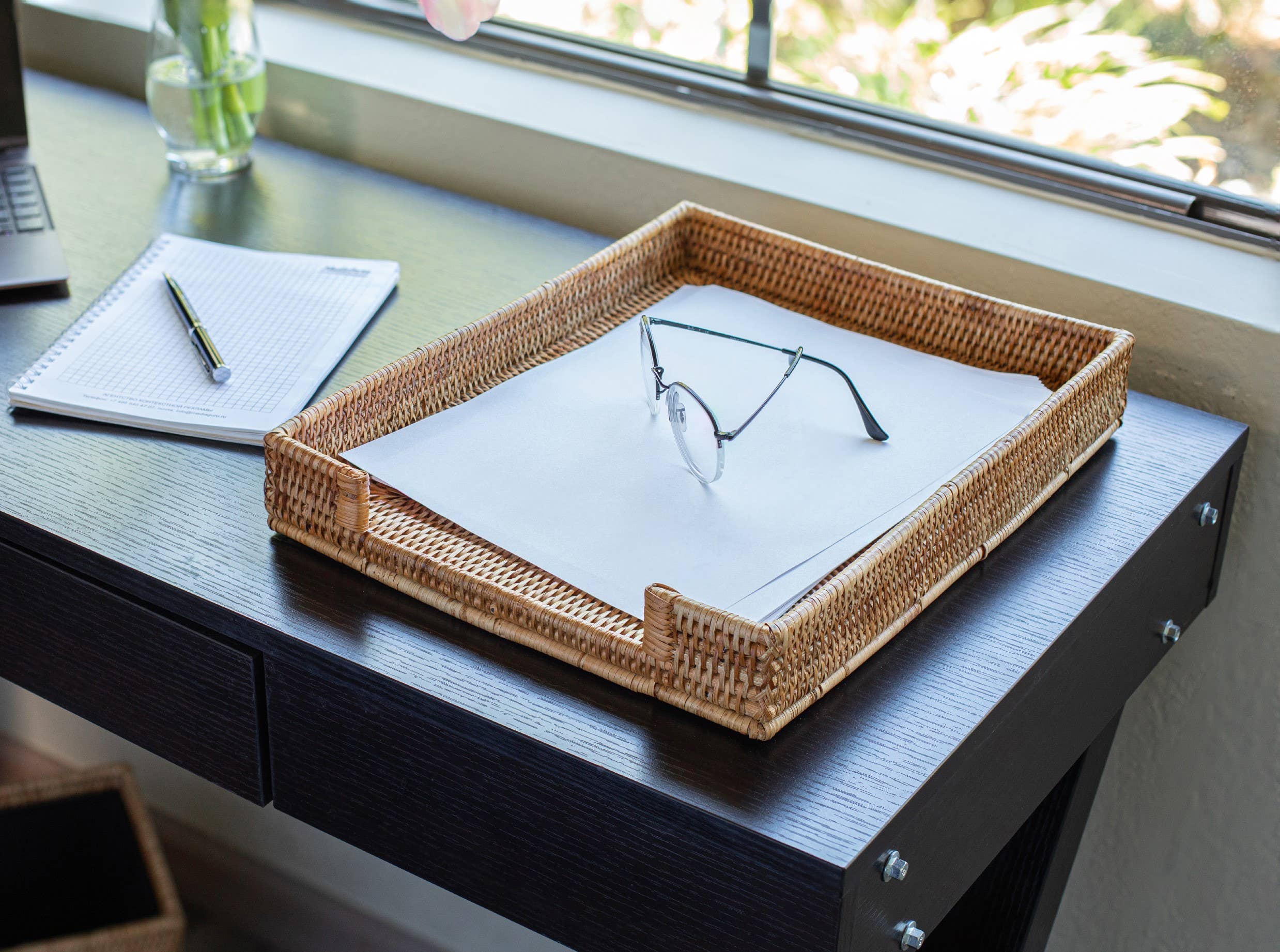 Artifacts Rattan™ Office Paper Tray: Honey Brown