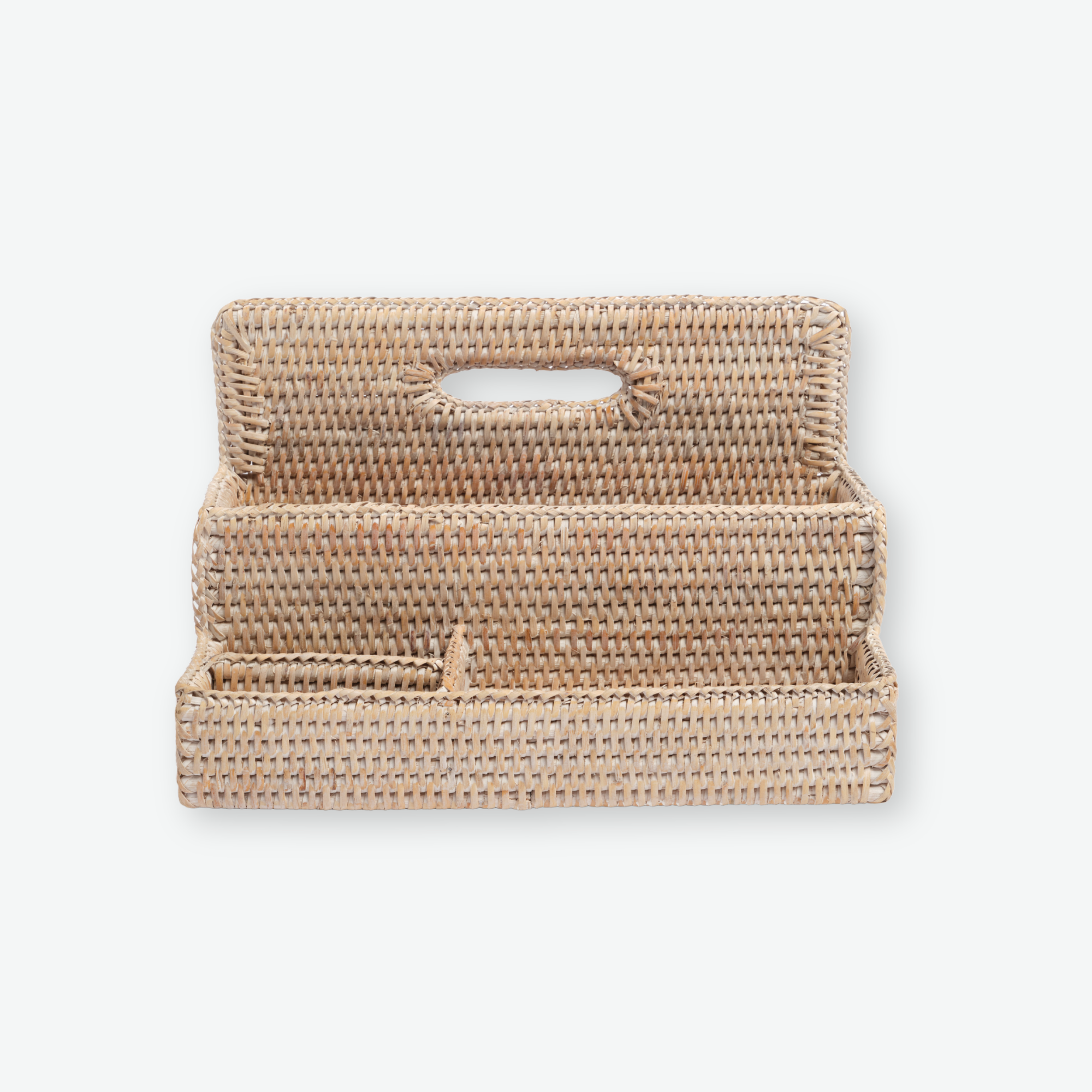 The Rattan Desktop Organizer in White