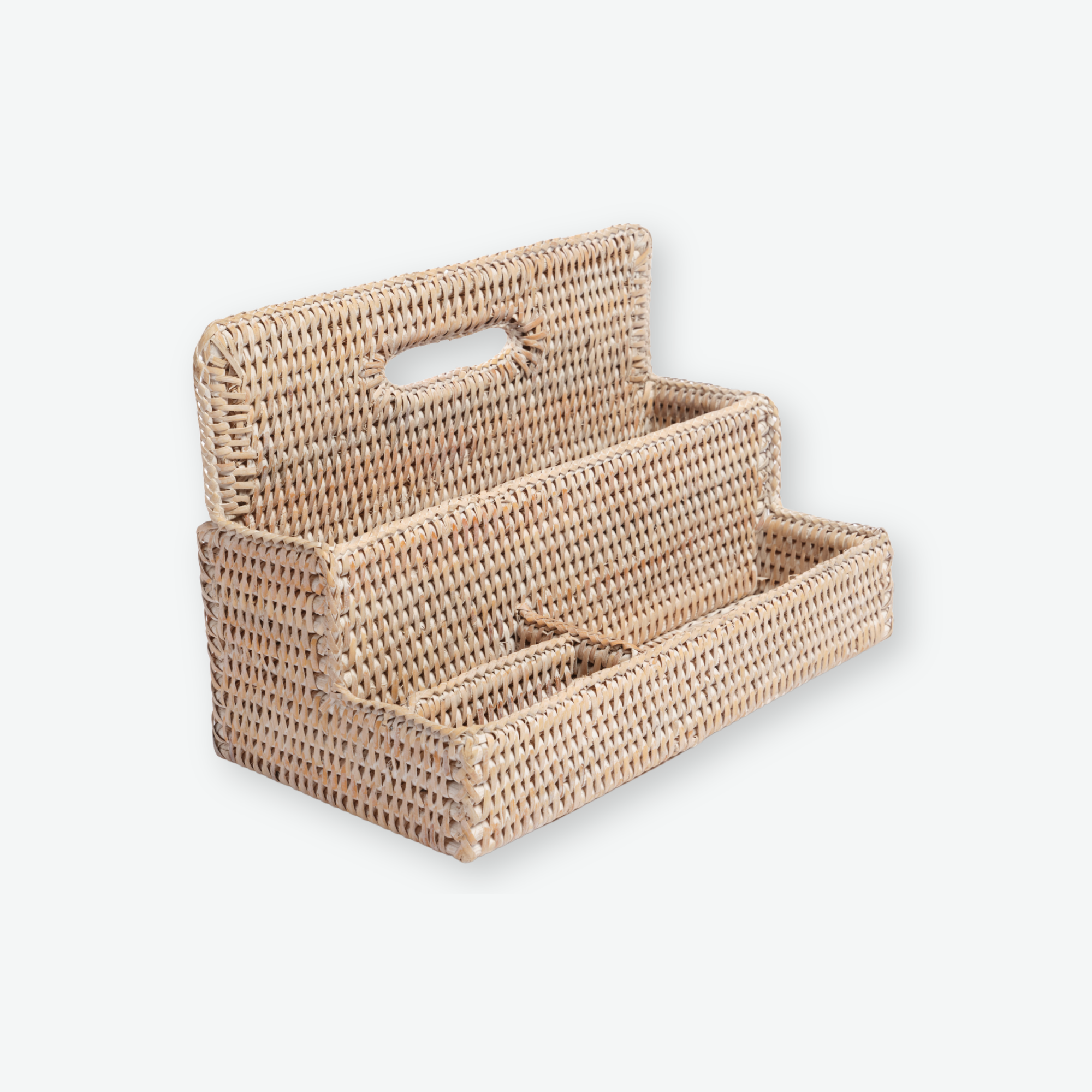 The Rattan Desktop Organizer in White