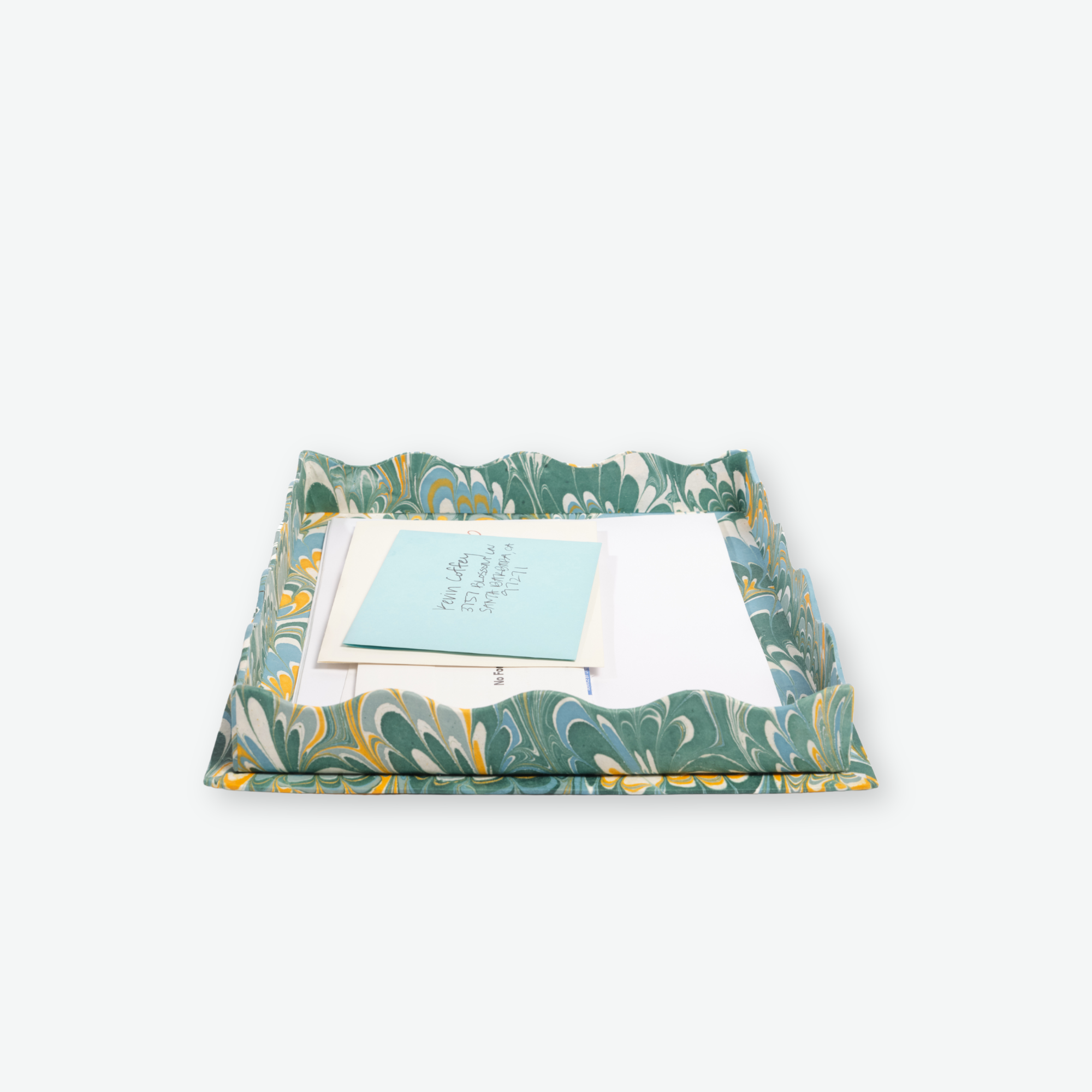 The Marbled Letter Tray in Green
