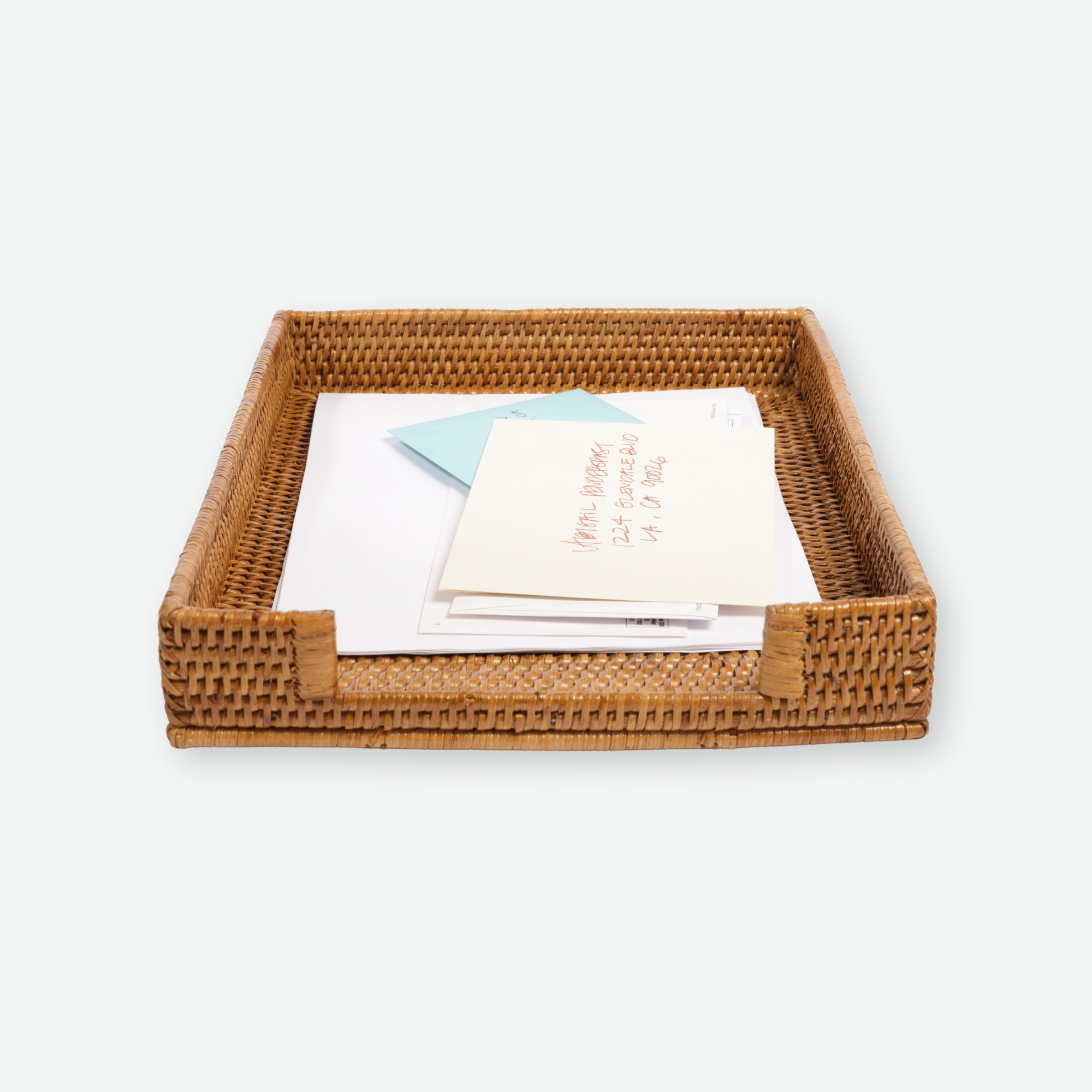 The Rattan Letter Tray in Tan