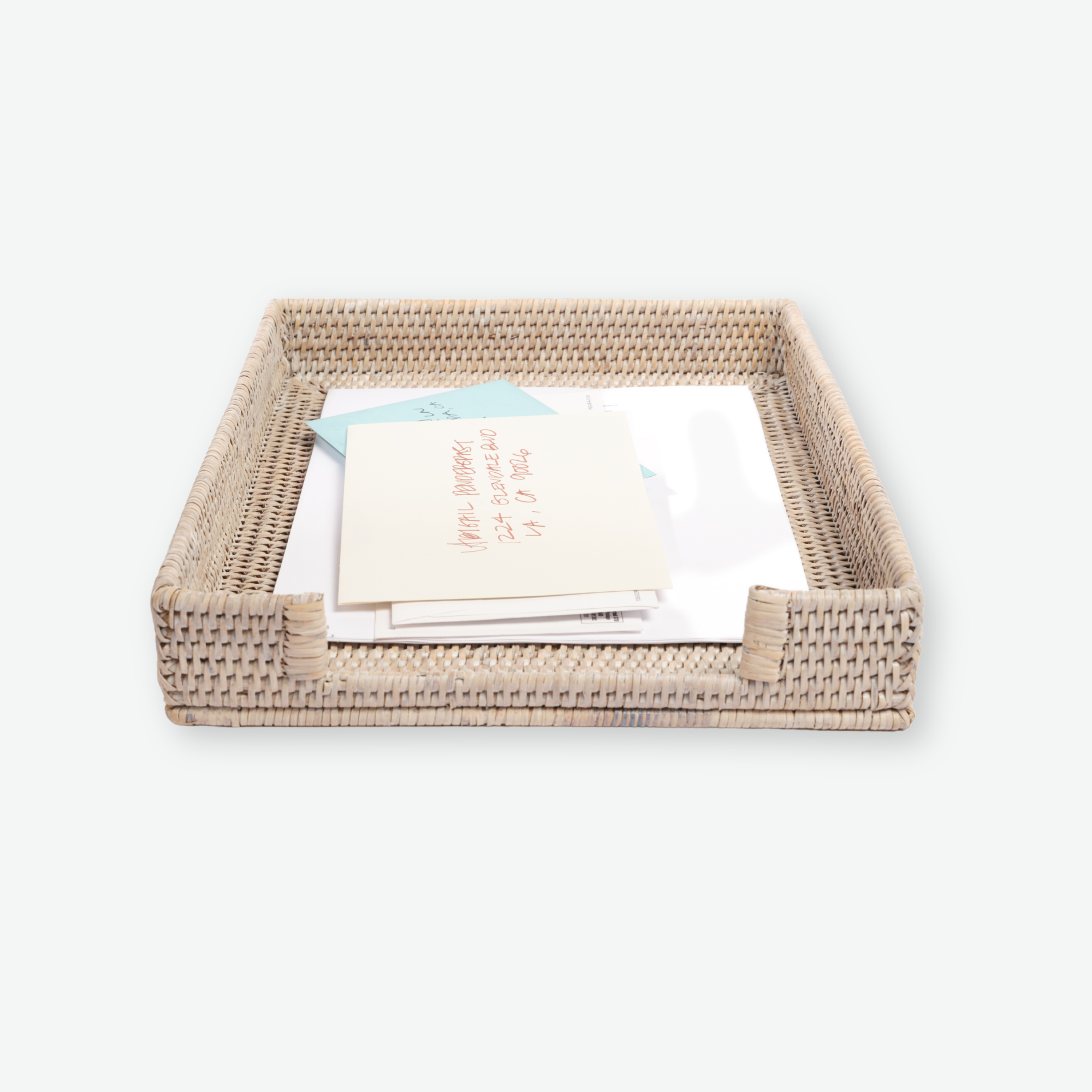The Rattan Letter Tray in White